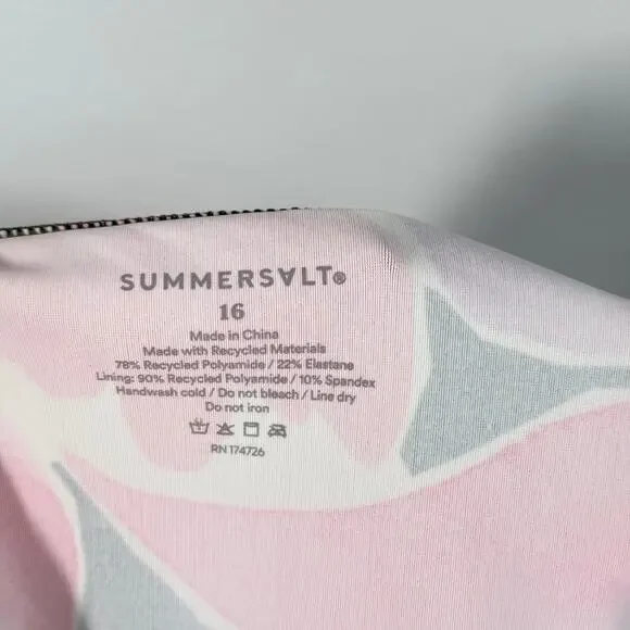 Summersalt 16 The Ruched Backflip Watercolor Petal Olive & Spritz Tummy Control - Picture 4 of 6